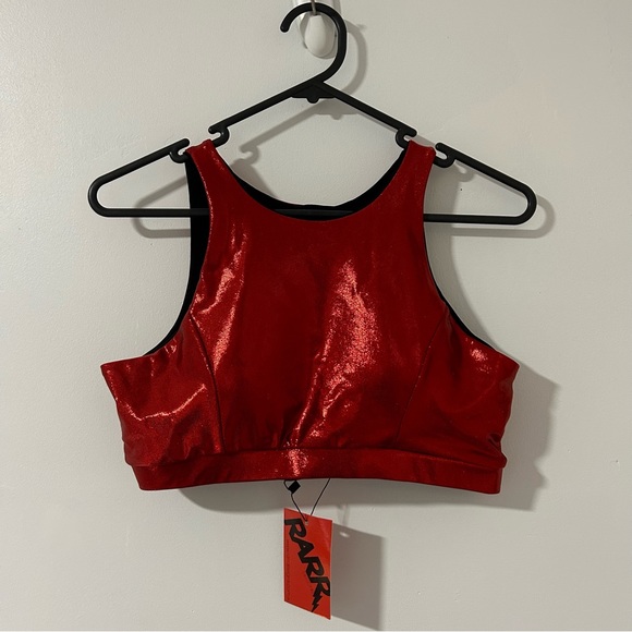 RARR DESIGNS red sparkle high top bra - size large - Picture 3 of 5